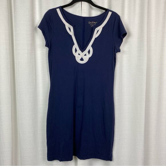 Lilly Pulitzer Navy Blue Brewster Short Sleeve T-Shirt Dress Sz.S - Picture 6 of 16